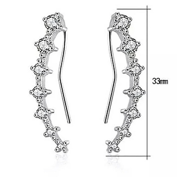 Ear Climber Sterling Silver Zircon Rhinestone - Picture 5 of 5